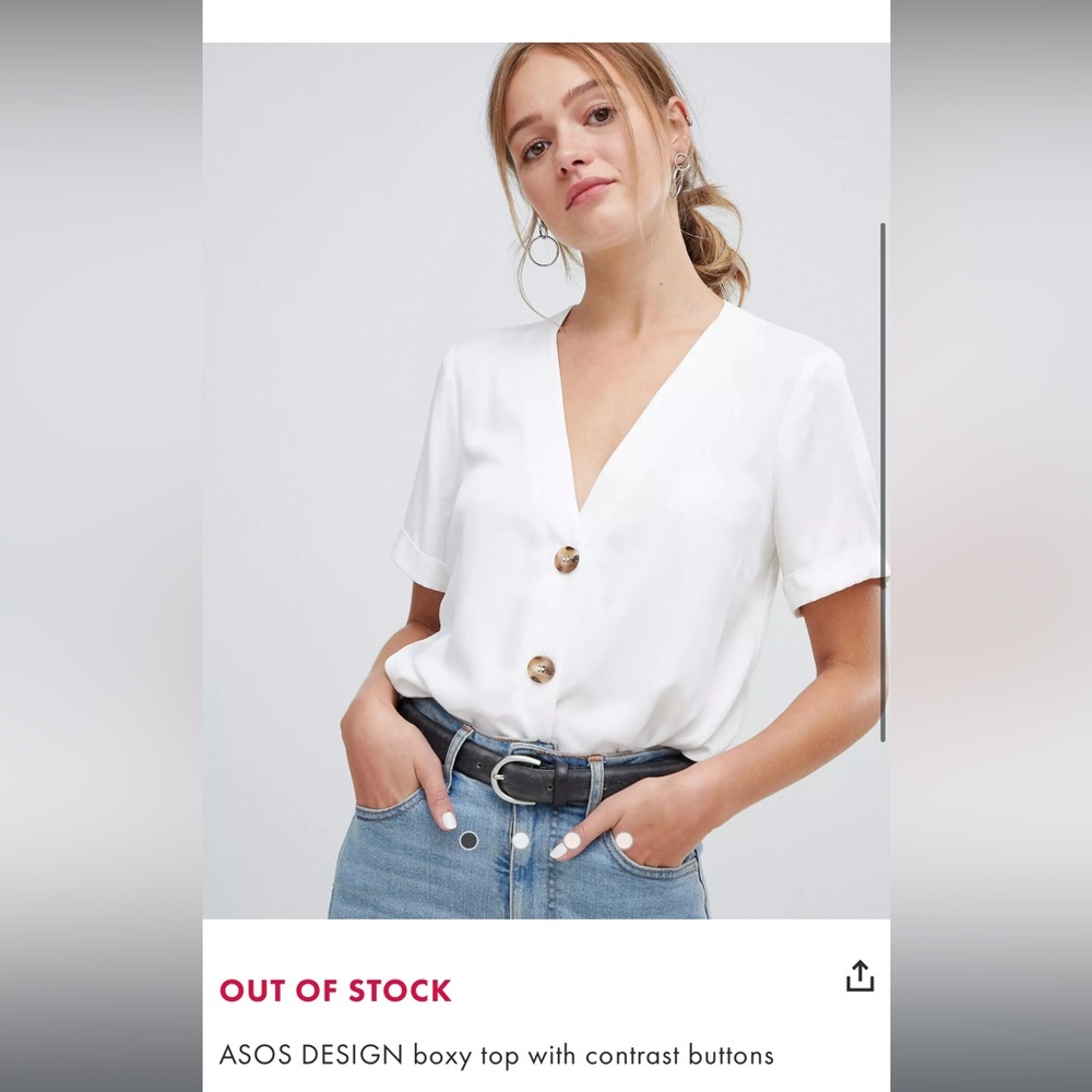 ASOS DESIGN boxy top with contrast buttons
